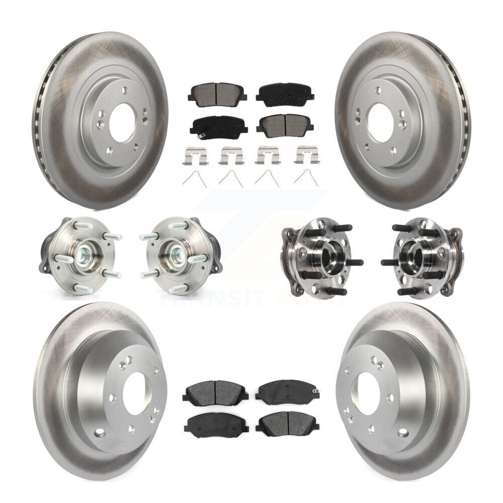Hub Bearing Coated Brake Rotor Pad Front Rear Kit (10Pc) For Hyundai Santa Fe XL