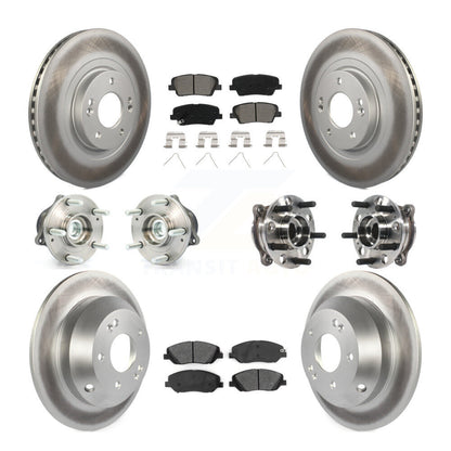 Hub Bearing Coated Brake Rotor Pad Front Rear Kit (10Pc) For Hyundai Santa Fe XL