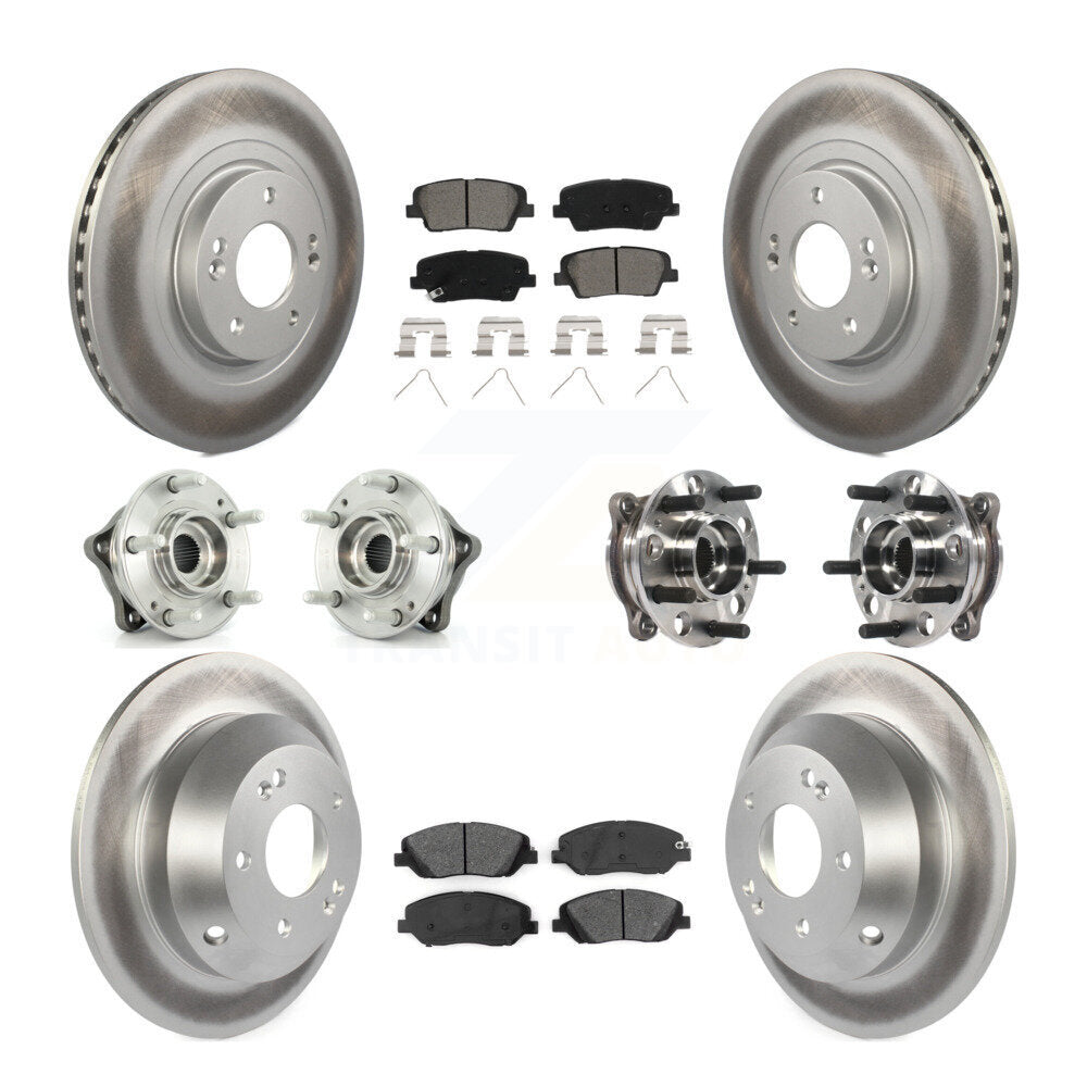Hub Bearing Coated Brake Rotor Pad Front Rear Kit (10Pc) For Hyundai Santa Fe XL