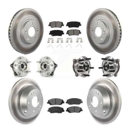 Hub Bearing Coated Brake Rotor Pad Front Rear Kit (10Pc) For Hyundai Santa Fe XL