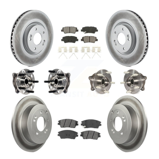 Hub Bearing Coated Disc Brake Rotor & Pad Front Rear Kit (10Pc) For Kia Sportage