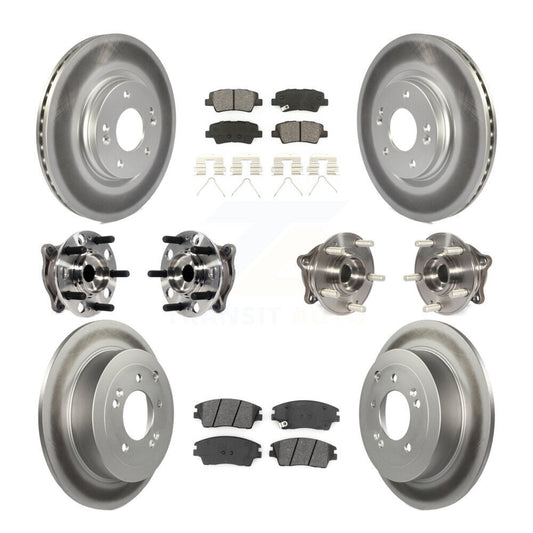 Hub Bearing Coated Brake Rotor Pads Front Rear Kit (10Pc) For Hyundai Tucson Kia