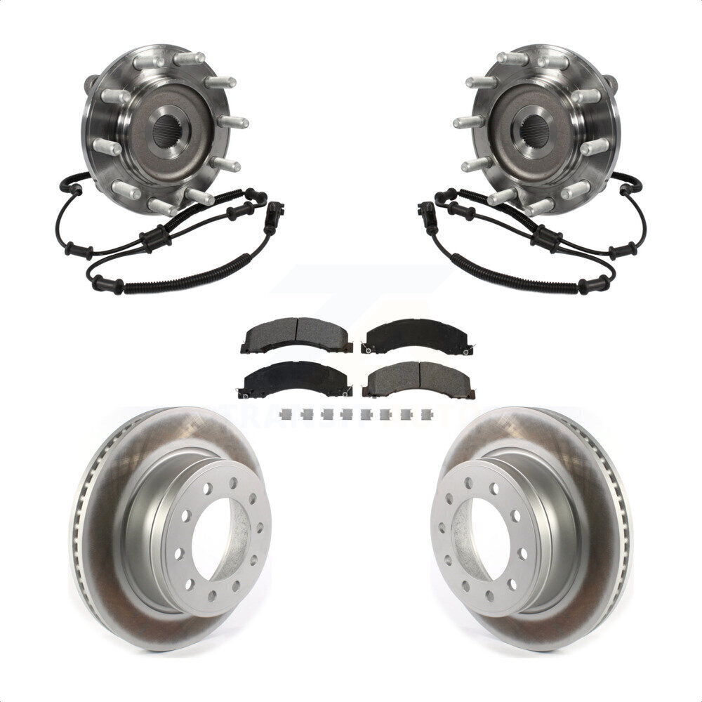 Hub Bearing Assembly Coated Brake Rotor & Pads Front Kit For Ram Dodge 4500 5500