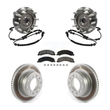 Hub Bearing Assembly Coated Brake Rotor & Pads Front Kit For Ram Dodge 4500 5500
