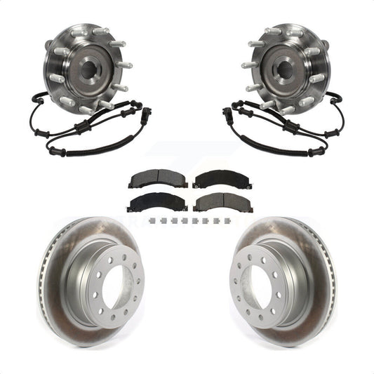 Hub Bearing Assembly Coated Brake Rotor & Pads Front Kit For Ram Dodge 4500 5500