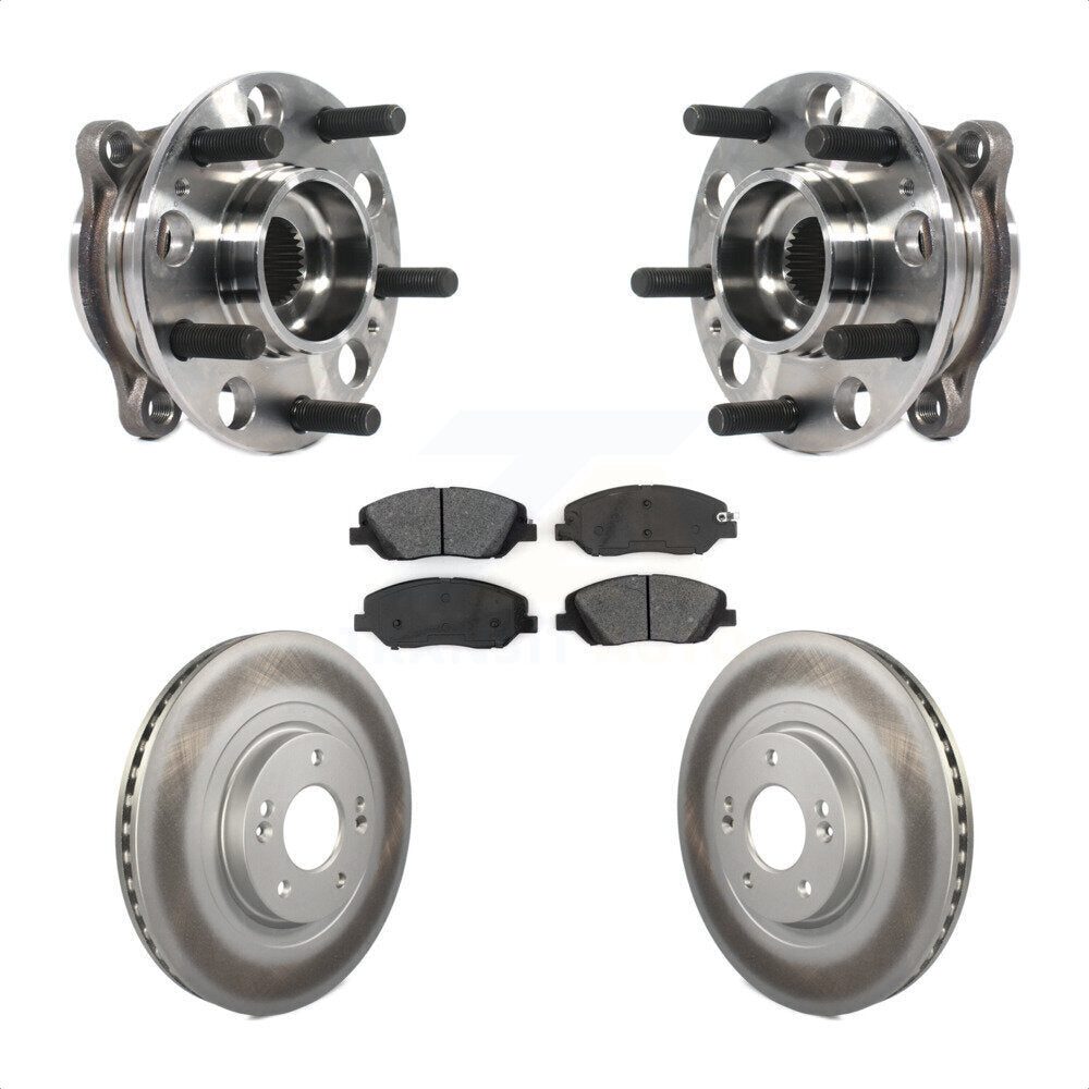 Hub Bearing Assembly Coated Brake Rotor & Pads Front Kit For Hyundai Santa Fe XL