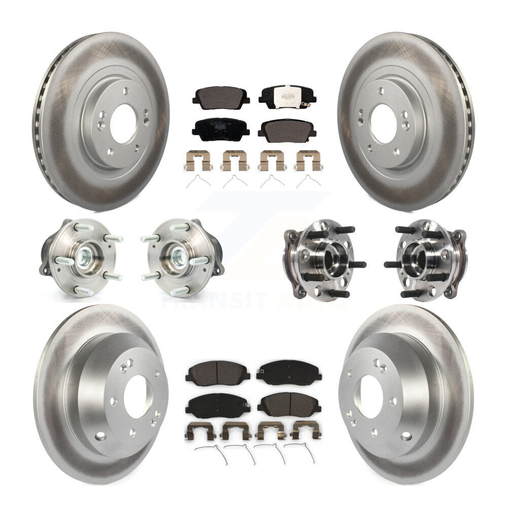 Hub Bearing Coated Brake Rotor Pad Front Rear Kit (10Pc) For Hyundai Santa Fe XL