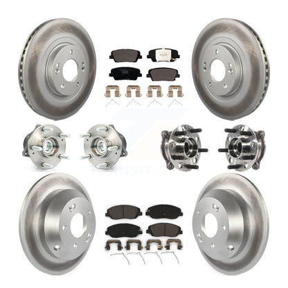 Hub Bearing Coated Brake Rotor Pad Front Rear Kit (10Pc) For Hyundai Santa Fe XL