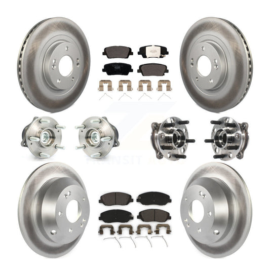 Hub Bearing Coated Brake Rotor Pad Front Rear Kit (10Pc) For Hyundai Santa Fe XL