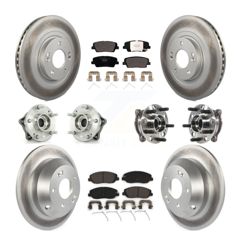 Hub Bearing Coated Brake Rotor Pad Front Rear Kit (10Pc) For Hyundai Santa Fe XL
