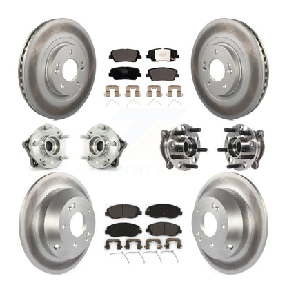 Hub Bearing Coated Brake Rotor Pad Front Rear Kit (10Pc) For Hyundai Santa Fe XL