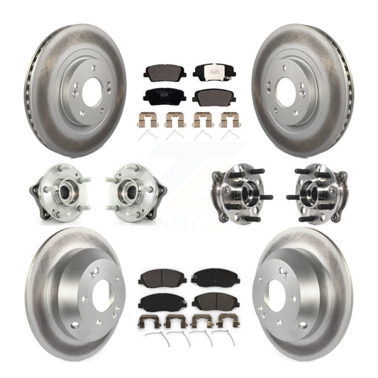 Hub Bearing Coated Brake Rotor Pad Front Rear Kit (10Pc) For Hyundai Santa Fe XL