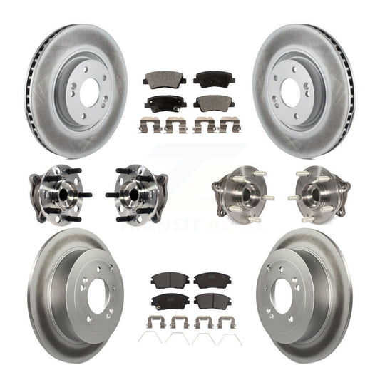 Hub Bearing Coated Disc Brake Rotor & Pad Front Rear Kit (10Pc) For Kia Sportage