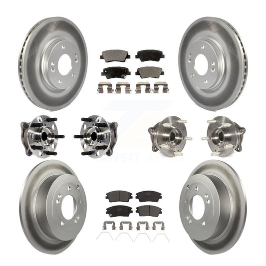 Hub Bearing Coated Brake Rotor Pads Front Rear Kit (10Pc) For Hyundai Tucson Kia