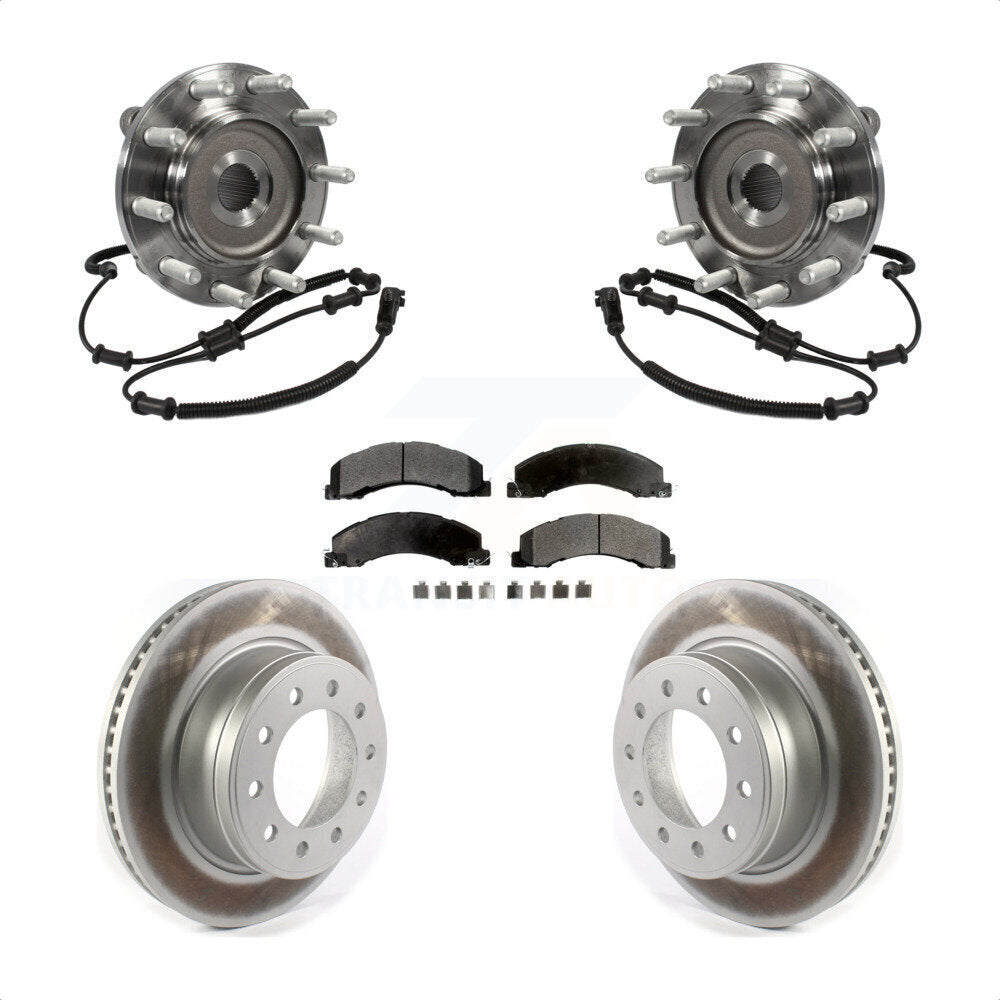 Hub Bearing Assembly Coated Brake Rotor & Pads Front Kit For Ram Dodge 4500 5500