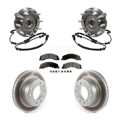 Hub Bearing Assembly Coated Brake Rotor & Pads Front Kit For Ram Dodge 4500 5500