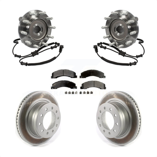 Hub Bearing Assembly Coated Brake Rotor & Pads Front Kit For Ram Dodge 4500 5500