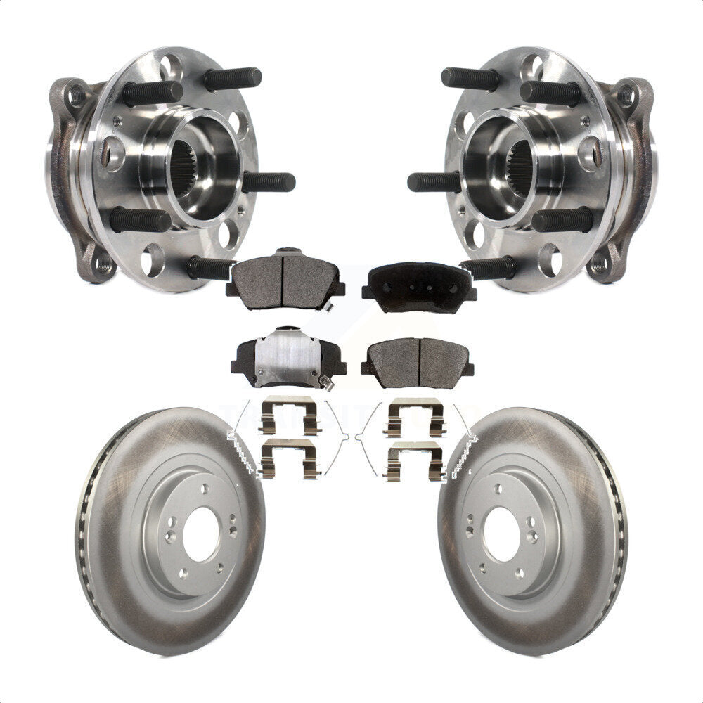Hub Bearing Coated Brake Rotor & Pads Front Kit For Kia Sorento Hyundai Santa Fe