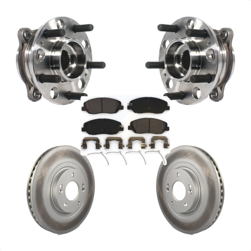 Hub Bearing Assembly Coated Brake Rotor & Pads Front Kit For Hyundai Santa Fe XL