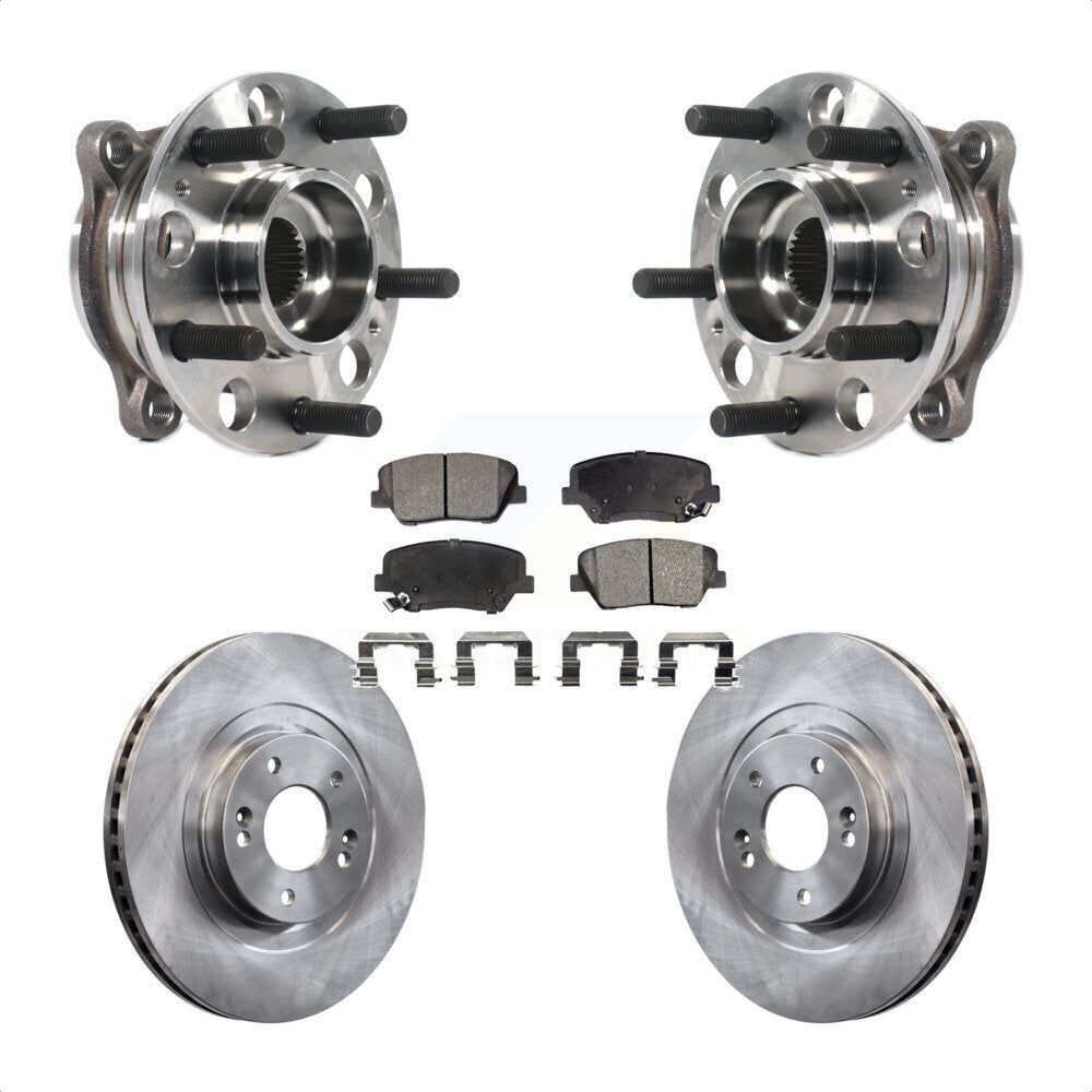 Hub Bearing Brake Rotor Pad Front Kit For 15-16 Hyundai Santa Fe Sport 2.4L 2.0L