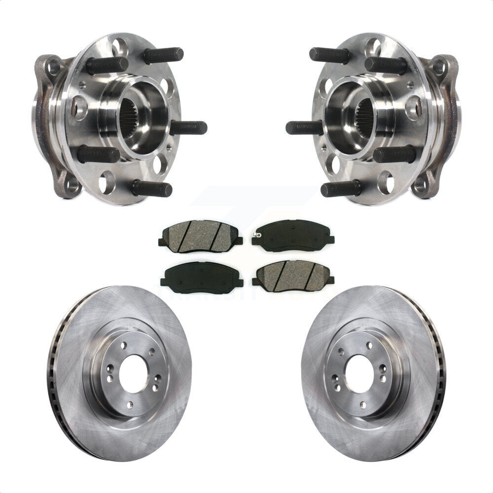 Hub Bearing Assembly Disc Brake Rotor Pad Front Kit For Hyundai Santa Fe XL 3.3L