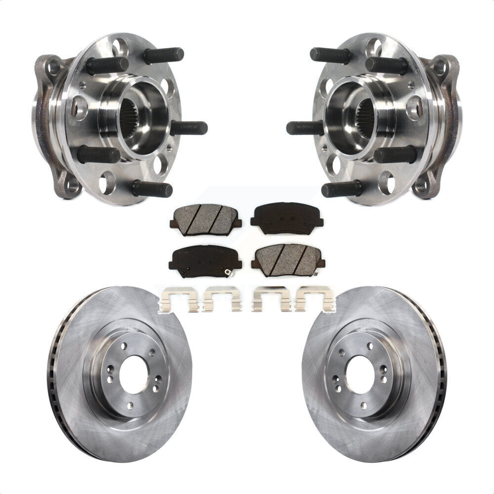 Hub Bearing Brake Rotor Pad Front Kit For 15-16 Hyundai Santa Fe Sport 2.4L 2.0L