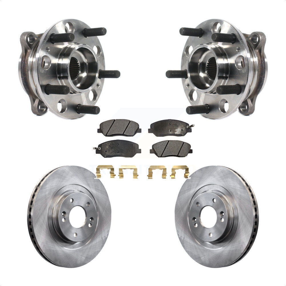 Hub Bearing Assembly Disc Brake Rotor Pad Front Kit For Hyundai Santa Fe XL 3.3L