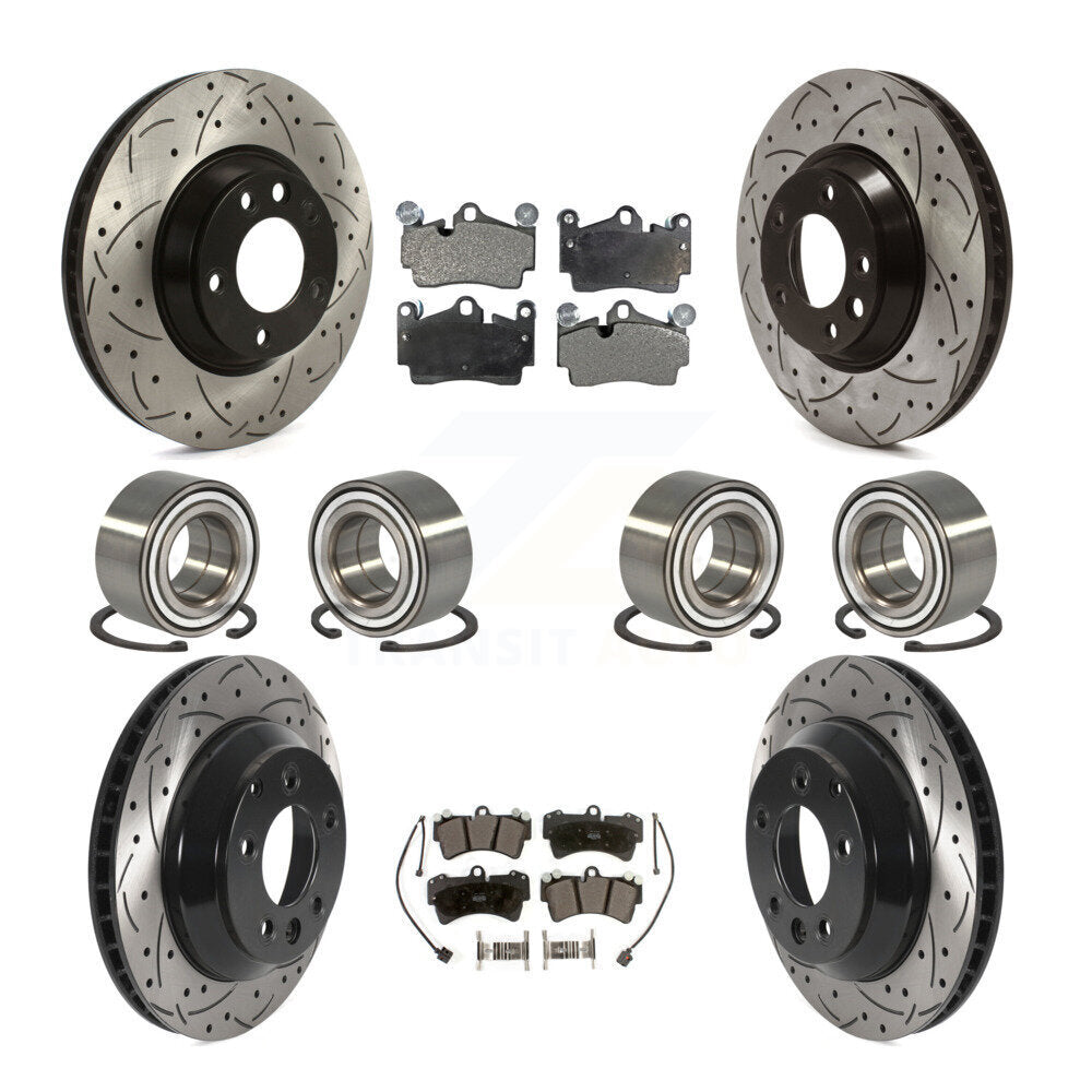 Bearing Coated Disc Brake Rotor Pad Front Rear Kit (10Pc) For Audi Q7 Volkswagen