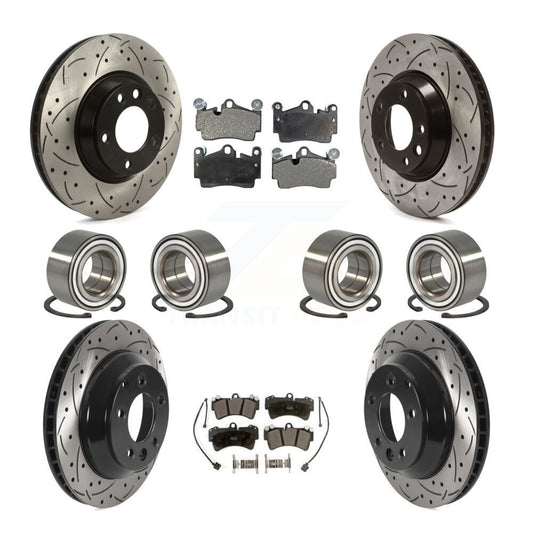Bearing Coated Disc Brake Rotor Pad Front Rear Kit (10Pc) For Audi Q7 Volkswagen