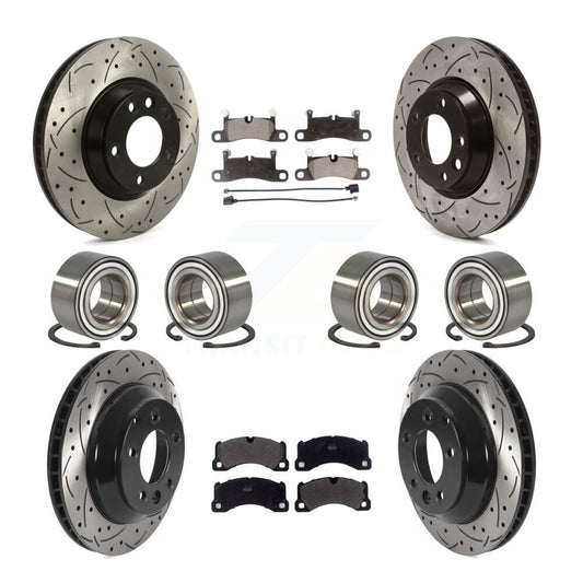 Bearing Coated Brake Rotor & Pads Front Rear Kit (10Pc) For Porsche Cayenne Base