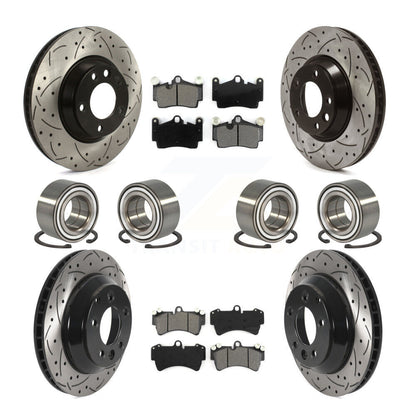 Bearing Coated Disc Brake Rotor Pad Front Rear Kit (10Pc) For Audi Q7 Volkswagen