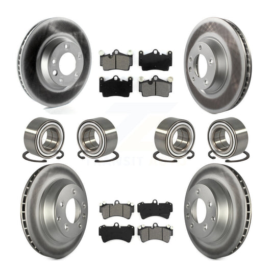Bearing Coated Disc Brake Rotor Pad Front Rear Kit (10Pc) For Audi Q7 Volkswagen