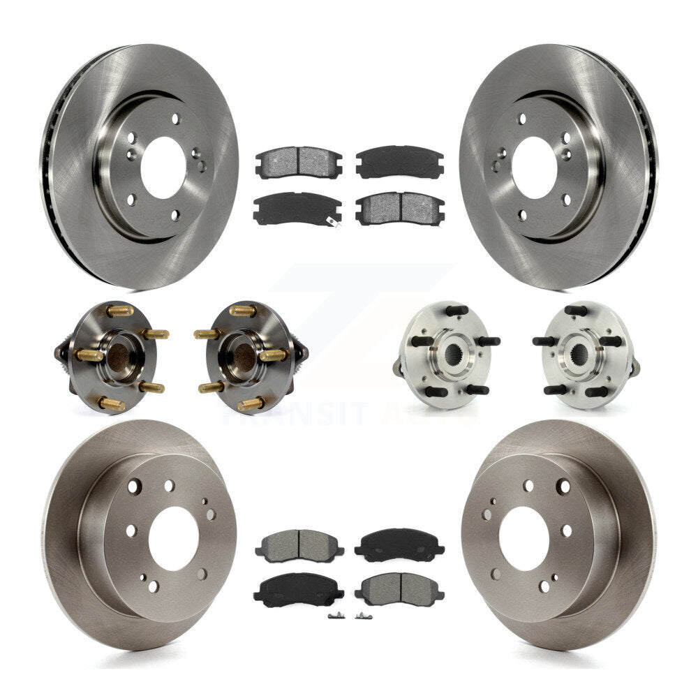 Hub Bearing Brake Rotor & Pads Front Rear Kit (10Pc) For 10-12 Mitsubishi Galant