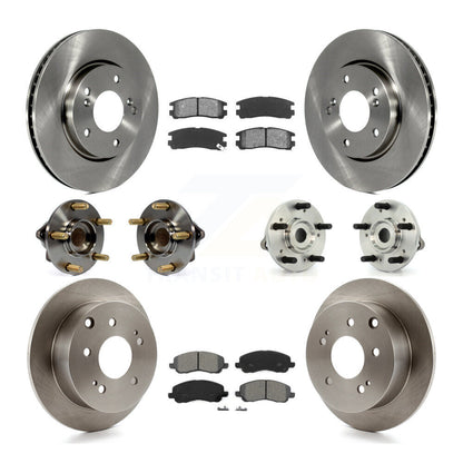 Hub Bearing Brake Rotor & Pads Front Rear Kit (10Pc) For 10-12 Mitsubishi Galant