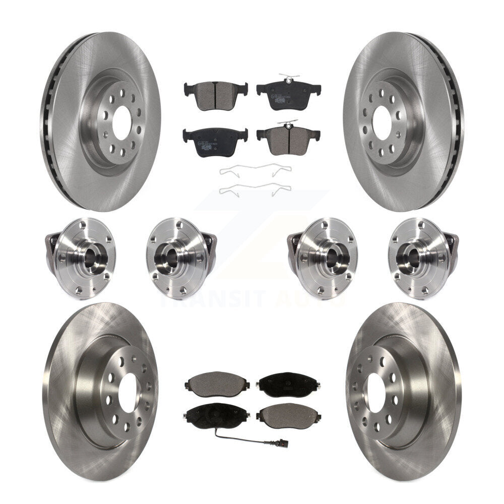 Hub Bearing Disc Brake Rotor Pad Front Rear Kit (10Pc) For Volkswagen Tiguan AWD