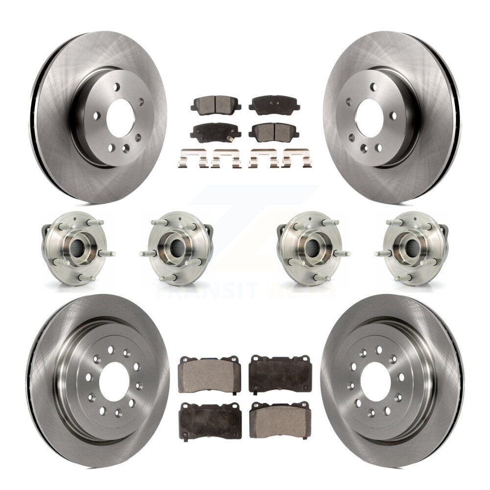 Hub Bearing Brake Rotor Pad Front Rear Kit (10Pc) For 2013-2015 Cadillac ATS AWD