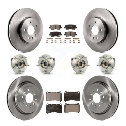 Hub Bearing Brake Rotor Pad Front Rear Kit (10Pc) For 2013-2015 Cadillac ATS AWD