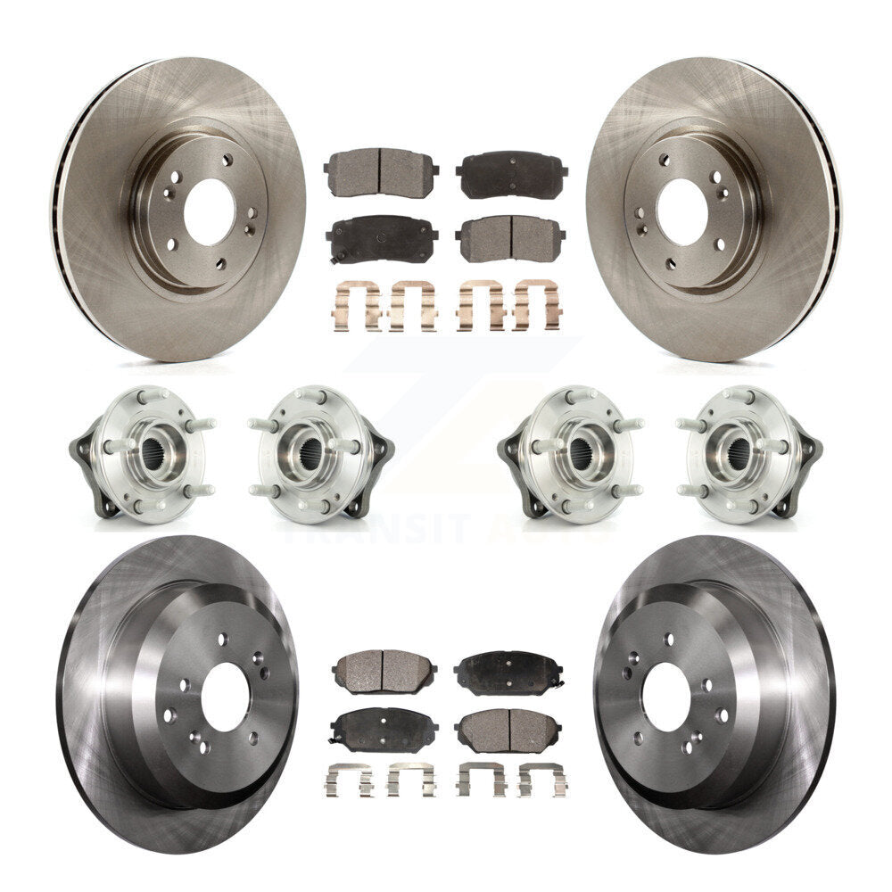 Hub Bearing Brake Rotor Pad Front Rear Kit (10Pc) For 07-12 Hyundai Veracruz AWD