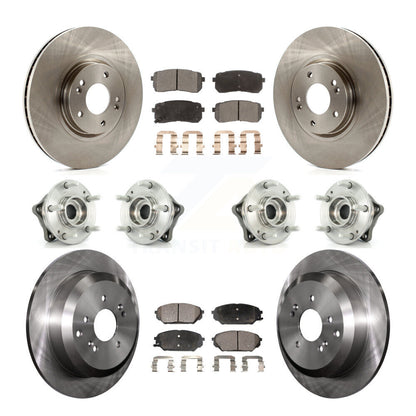 Hub Bearing Brake Rotor Pad Front Rear Kit (10Pc) For 07-12 Hyundai Veracruz AWD