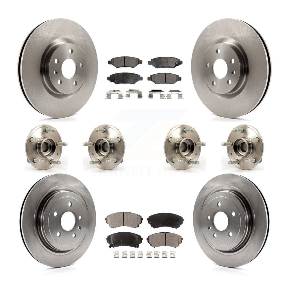Hub Bearings Disc Brake Rotors And Pads Front Rear Kit (10Pc) For Cadillac CTS
