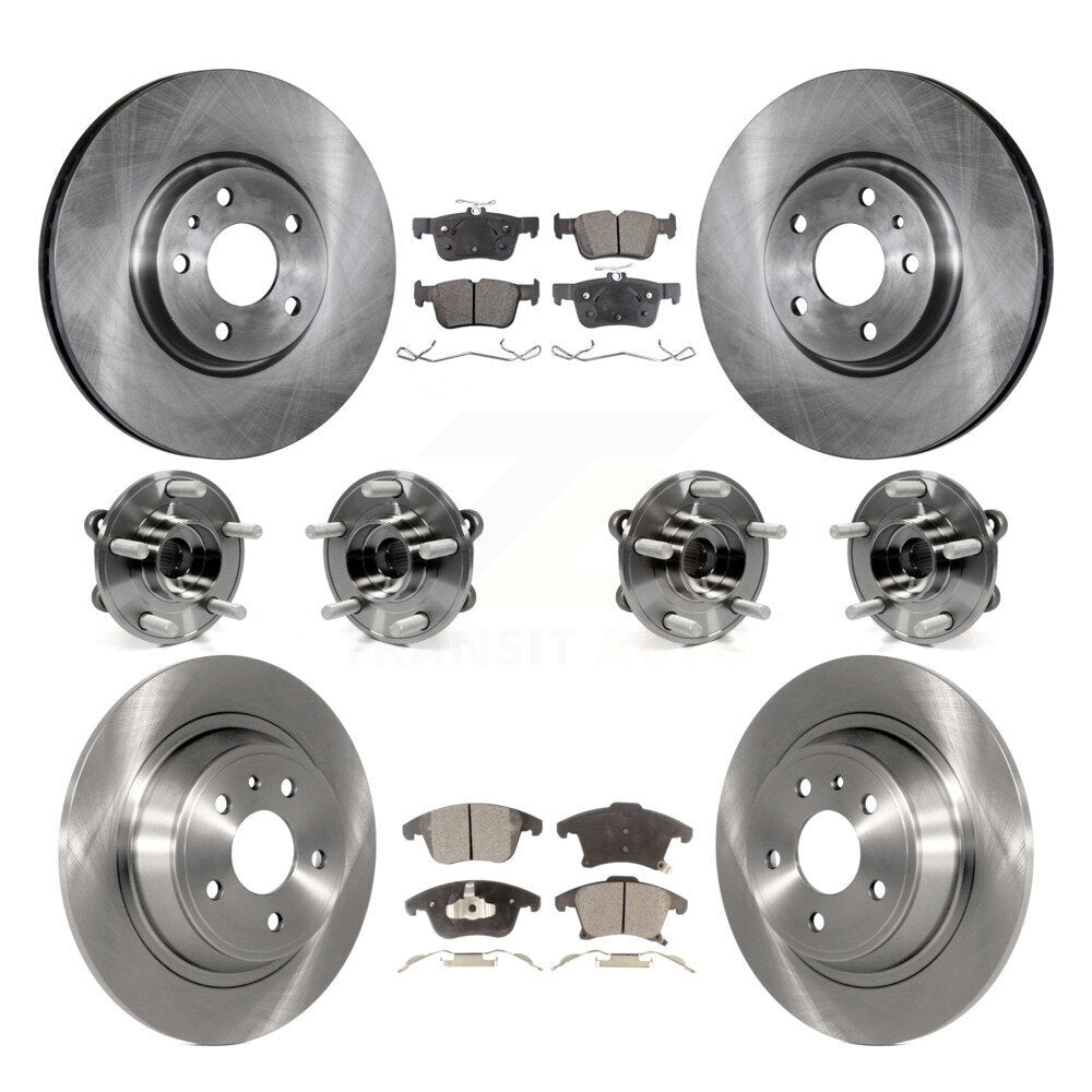 Hub Bearings Disc Brake Rotors And Pads Front Rear Kit (10Pc) For Ford Fusion