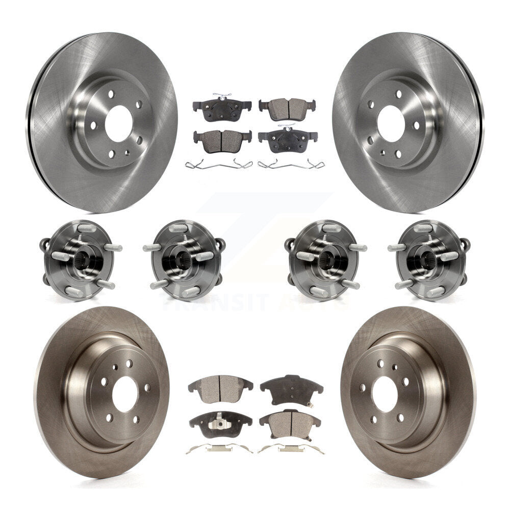Hub Bearings Disc Brake Rotors And Pads Front Rear Kit (10Pc) For Lincoln MKZ