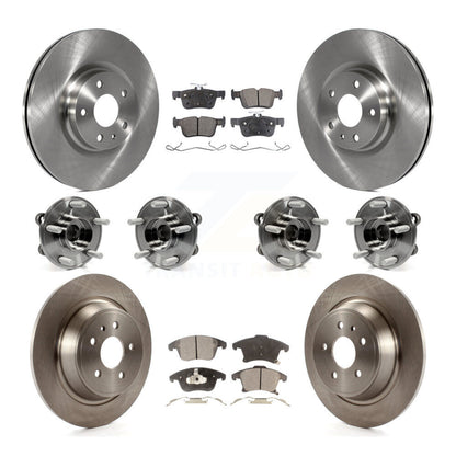 Hub Bearings Disc Brake Rotors And Pads Front Rear Kit (10Pc) For Lincoln MKZ