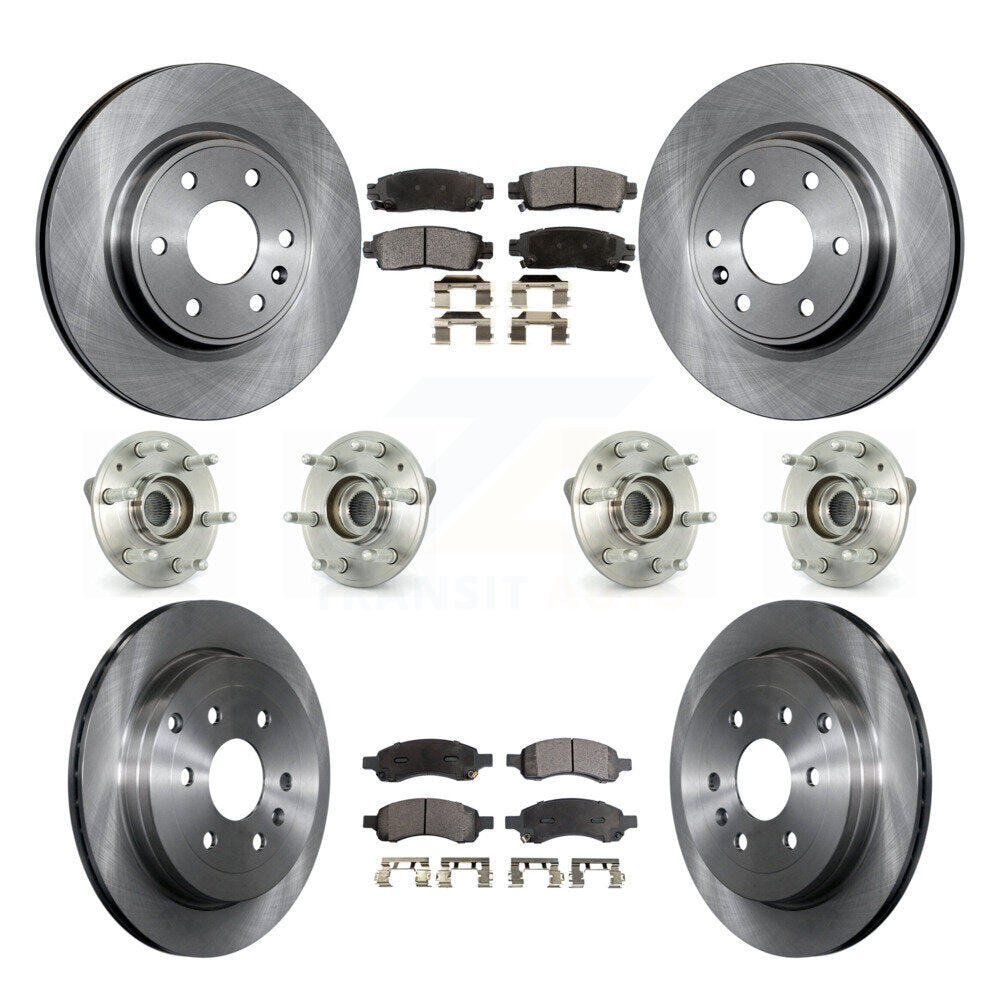 Hub Bearing Brake Rotor & Pad Front Rear Kit (10Pc) For GMC Acadia Buick Enclave