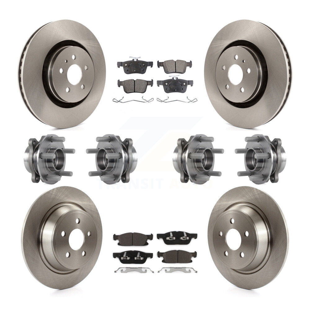 Hub Bearing Brake Rotor Pad Front Rear Kit (10Pc) For Ford Edge Lincoln Nautilus