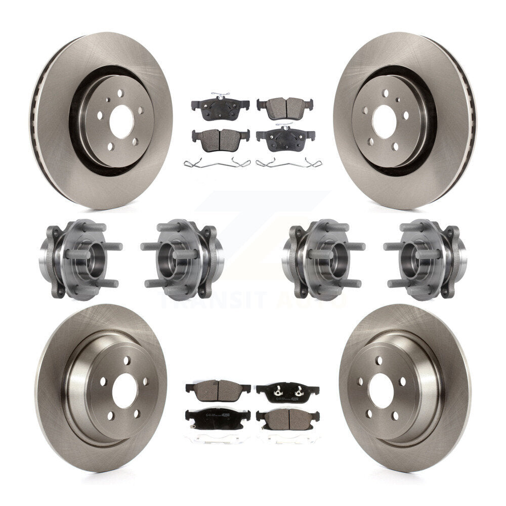 Hub Bearing Brake Rotor & Pads Front Rear Kit (10Pc) For Lincoln Continental AWD