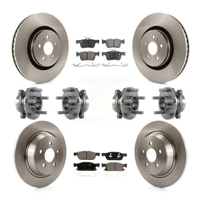 Hub Bearing Brake Rotor & Pads Front Rear Kit (10Pc) For Lincoln Continental AWD