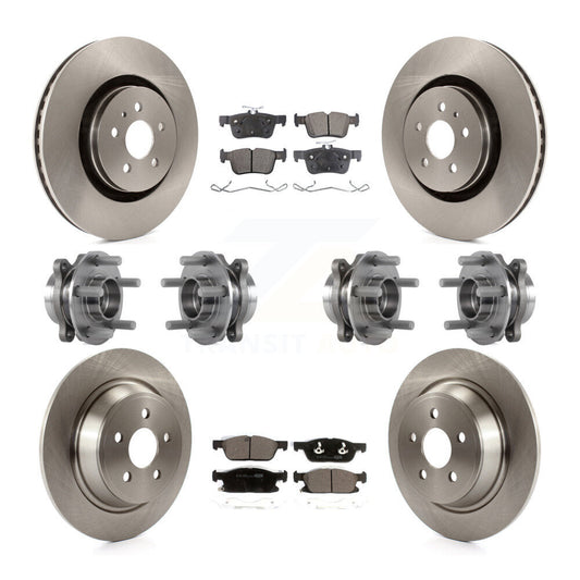 Hub Bearing Brake Rotor & Pads Front Rear Kit (10Pc) For Lincoln Continental AWD