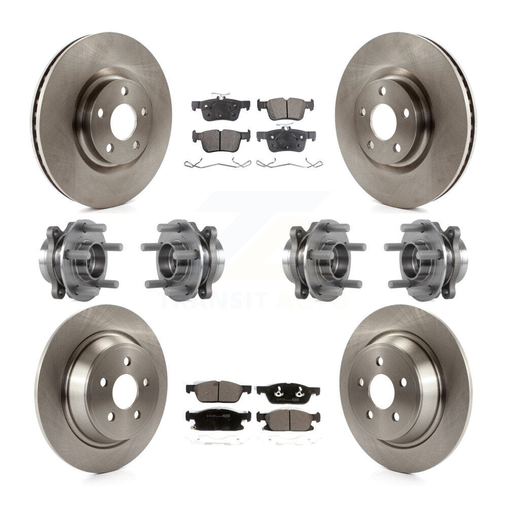 Hub Bearing Brake Rotor & Pads Front Rear Kit (10Pc) For Lincoln Continental AWD