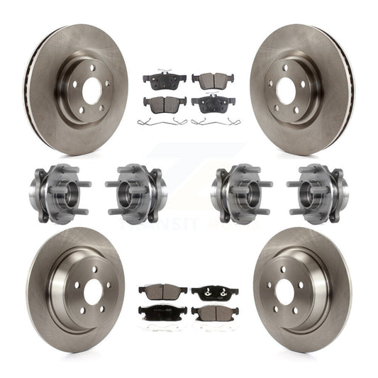 Hub Bearing Brake Rotor & Pads Front Rear Kit (10Pc) For Lincoln Continental AWD